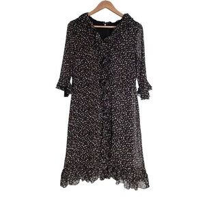 Tommy Hilfiger Black and White Floral Long Sleeve Dress
